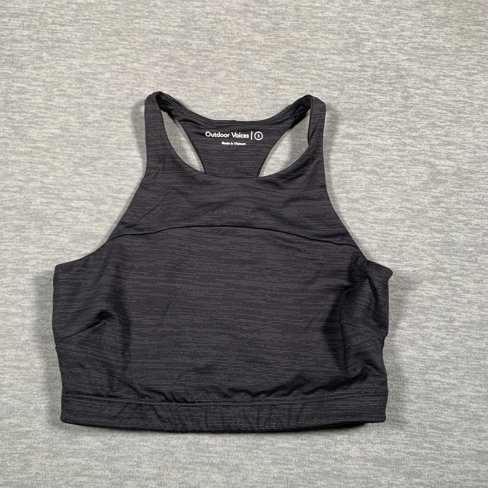 Outdoor Voices Sports Bra Womens Small Black Racerback Crop Top Athletic Gym